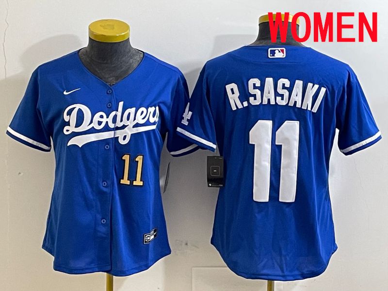Women Los Angeles Dodgers #11 R.Sasaki Blue Game 2025 Nike MLB Jersey style 4